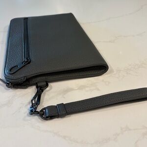 Bottega Veneta Dark Gray Leather travel wallet document case